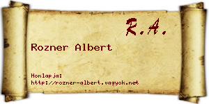 Rozner Albert névjegykártya